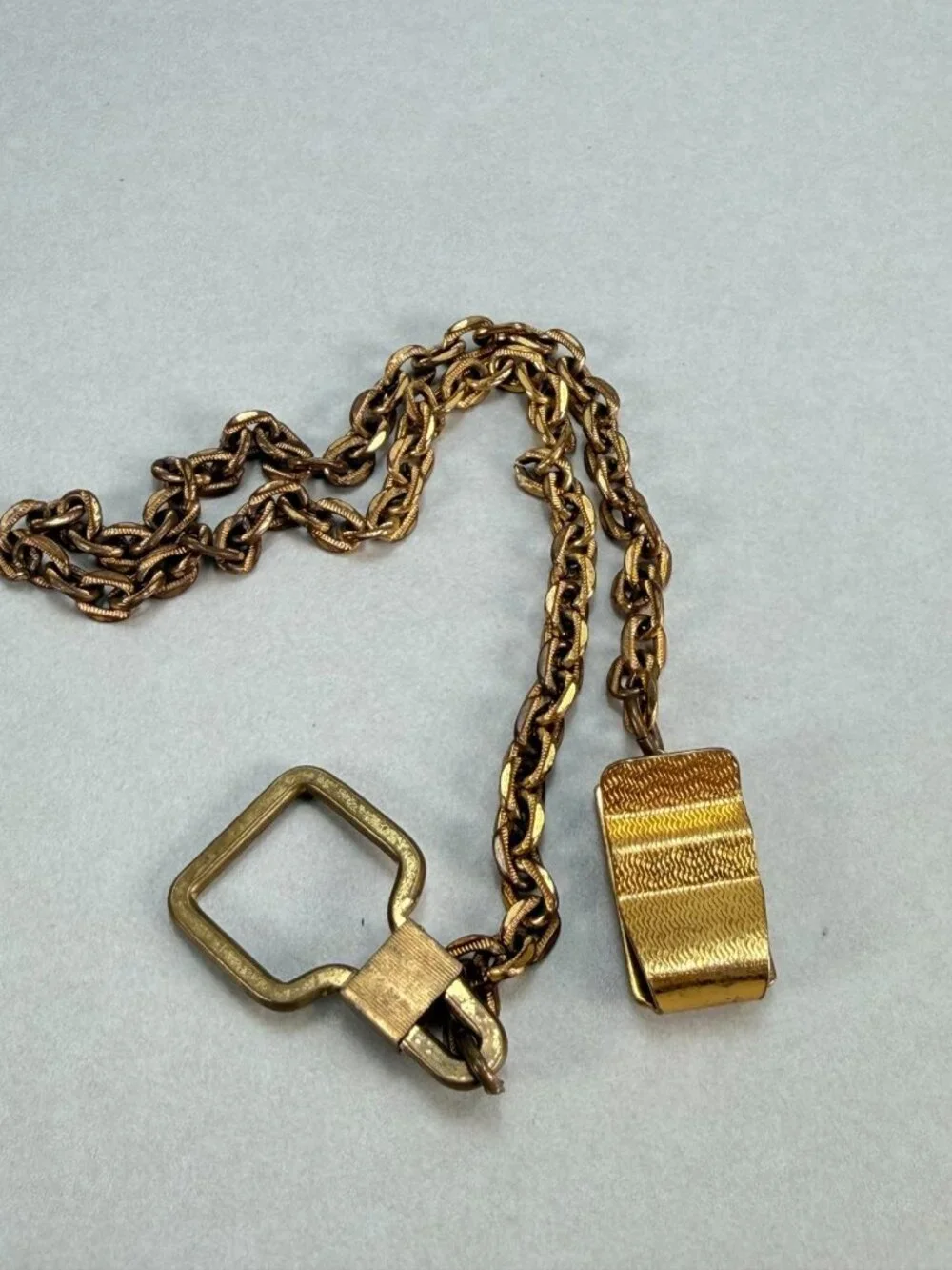 Vintage Rare Horse Head Folding Watch Fob Pocket Watch Chain GoldTone Equestrian